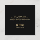 フォトグラファーモダン金ゴールドブラシストローク撮影 スクエア名刺 (裏面)