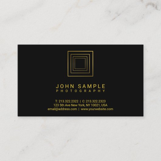 フォトグラファーモダン金ゴールドルックフォトグラファーLuxe 名刺 (正面)