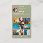 フォトグラファーモダンSage Green Instagram Grid 名刺 (正面)