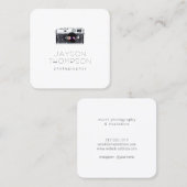 フォトグラファーヴィンテージカメライラストレーションロゴ スクエア名刺 (正面/裏面)