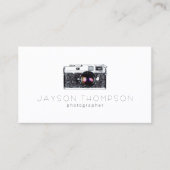 フォトグラファーヴィンテージカメライラストレーションロゴ 名刺 (正面)