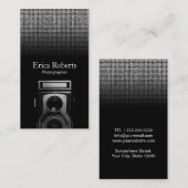 フォトグラファーヴィンテージカメラモダンシルバーシークイン 名刺 (正面/裏面)
