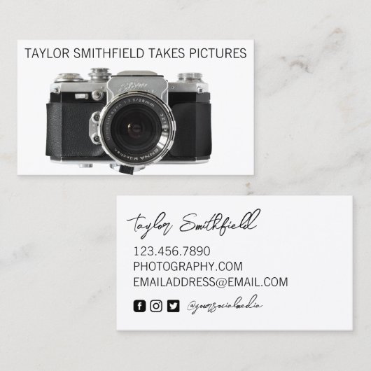フォトグラファーヴィンテージフィルムカメラ 名刺 (正面/裏面)