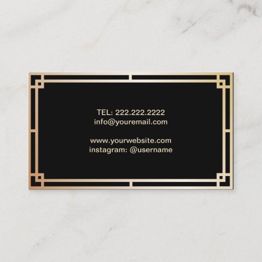 フォトグラファーヴィンテージ金ゴールドモダンアールデコ 名刺 (裏面)