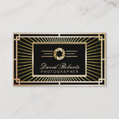 フォトグラファーヴィンテージ金ゴールドモダンアールデコ 名刺 (正面)