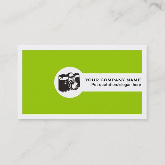 フォトグラファー企業の名刺 – ライムグリーン 名刺 (正面)