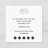 フォトグラファー写真カスタムSocial Mediaアイコン スクエア名刺 (裏面)