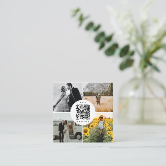 フォトグラファー写真カスタムSocial Mediaアイコン スクエア名刺 (スタンド正面)