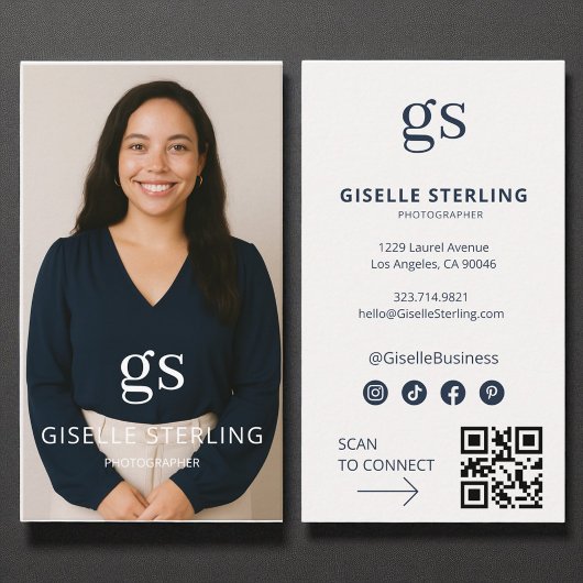 フォトグラファー写真ソーシャルメディアQRコーモダンド 名刺