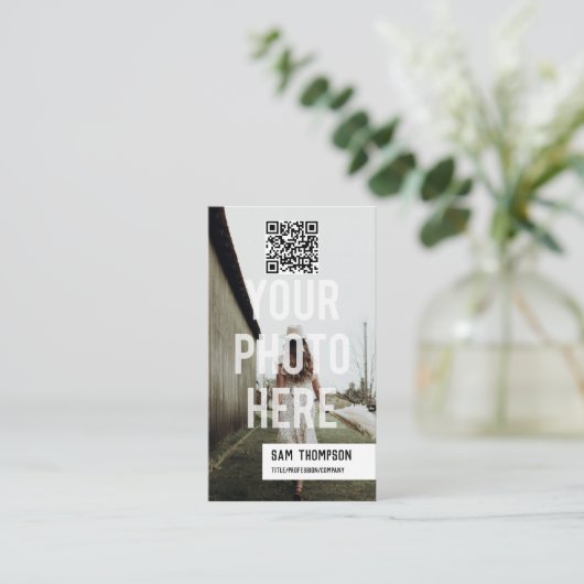 フォトグラファー写真ロゴソーシャルメディアのアイコンQRコード 名刺 (スタンド正面)