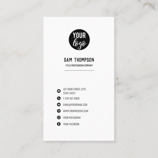 フォトグラファー写真ロゴソーシャルメディアのアイコンQRコード 名刺 (裏面)