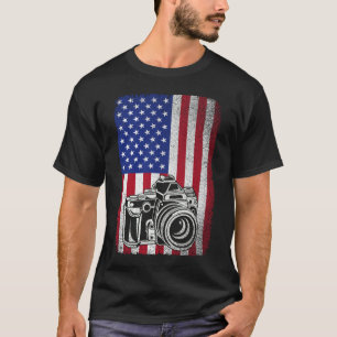 フォトグラファー写真愛好家アメリカ国旗 Tシャツ