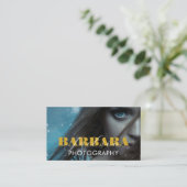 フォトグラファー写真撮影ブラックブルー 名刺 (スタンド正面)