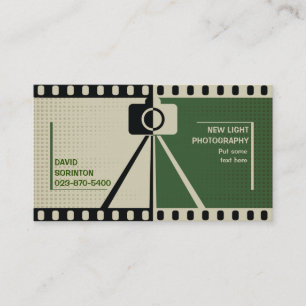 フォトグラファー写真撮影ブラック、グリーンベージュ 名刺