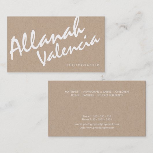 フォトグラファー名タイポグラフィ名刺 名刺 (正面/裏面)