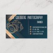 フォトグラファー名刺ティール(緑がかった色)、金ゴールドカスタマイズ 名刺 (正面)