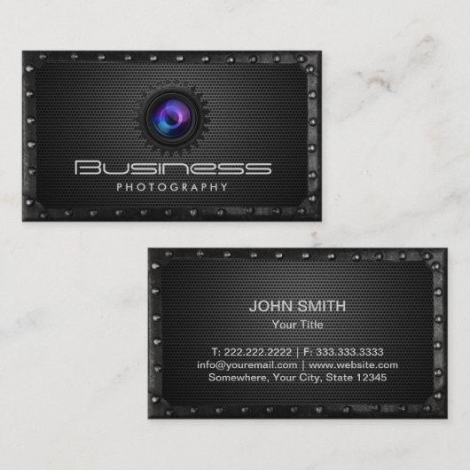 フォトグラファー工業用ダークメタル写真 名刺 (正面/裏面)