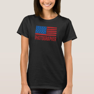 フォトグラファー愛国的なアメリカ国旗7月4日 Tシャツ