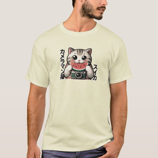 フォトグラファー日本のキャットスイカ – Eclectic Tシャツ (正面)