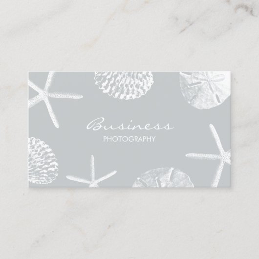 フォトグラファー灰色ビーチシーシェル写真 名刺 (正面)