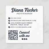 フォトグラファー用グリーンブルーレトロチャームカメラ スクエア名刺 (裏面)