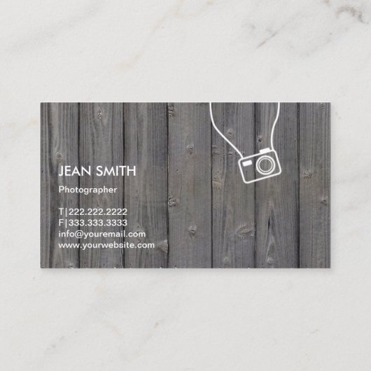フォトグラファー素朴ウッド背景写真 名刺 (裏面)