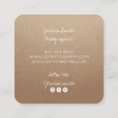 フォトグラファー素朴フォトクラフト紙テクスチャ スクエア名刺 (裏面)