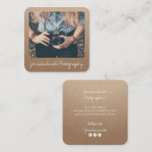 フォトグラファー素朴フォトクラフト紙テクスチャ スクエア名刺 (正面/裏面)