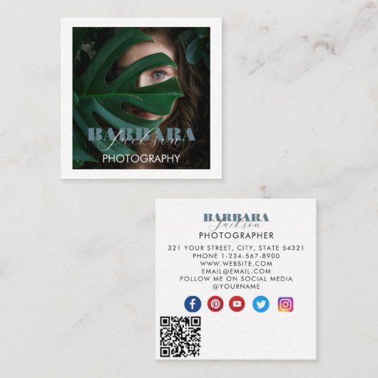 フォトグラファー素朴フォトフォト白紙テクスチャ スクエア名刺 (正面/裏面)