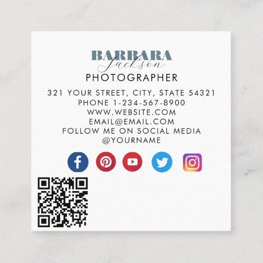 フォトグラファー素朴フォトフォト白紙テクスチャ スクエア名刺 (裏面)