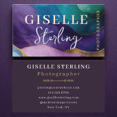 フォトグラファー紫モダン金ゴールド水彩 名刺