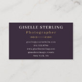 フォトグラファー紫モダン金ゴールド水彩 名刺 (裏面)