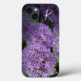 フォトグラファー紫色の花モノグラム iPhone 13ケース
