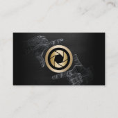 フォトグラファー金ゴールドシャッターロエレガントゴダークウッド 名刺 (正面)