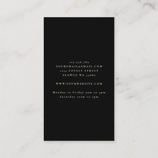 フォトグラファー黒い背景ホワイトローズ 名刺 (裏面)