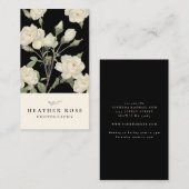 フォトグラファー黒い背景ホワイトローズ 名刺 (正面/裏面)