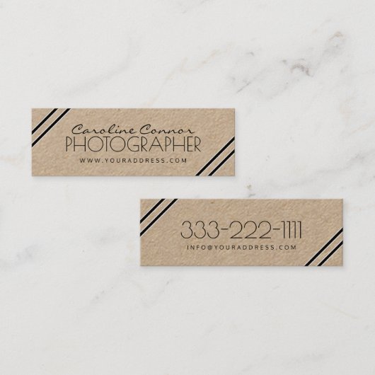 フォトグラファー黒コーナーラインクラフト紙カード スキニー名刺 (正面/裏面)