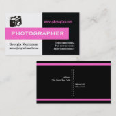 フォトグラファー黒、白、ホットピンクの目を引く 名刺 (正面/裏面)