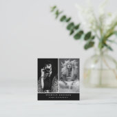 フォトグラファー2写真QRコードソーシャルメディアのアイコン スクエア名刺 (スタンド正面)