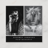 フォトグラファー2写真QRコードソーシャルメディアのアイコン スクエア名刺 (正面)