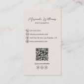 フォトグラファー2写真QRソーシャルメディアニュートラル 名刺 (裏面)