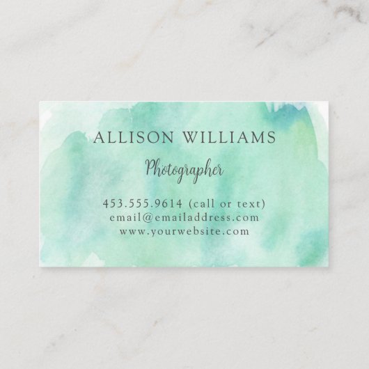 フォトグラファーAqua Waterカラーカメラ 名刺 (裏面)