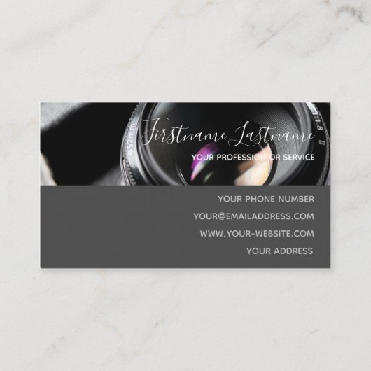 フォトグラファーBのレインボーカラーカメラの絞り 名刺 (裏面)