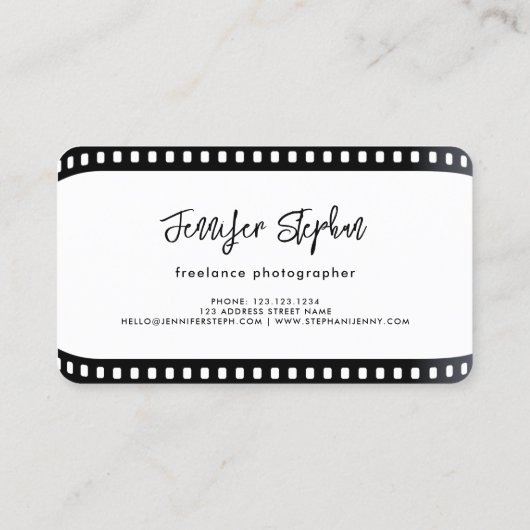 フォトグラファーFilmRollユニークフォトモノクロ 名刺 (裏面)