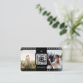 フォトグラファーFilmRoll写真QRコードイニシャル ユニーク 名刺 (スタンド正面)