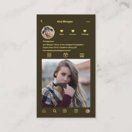 フォトグラファーinstagramフォトグリッドQrコードグリーン 名刺