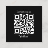 フォトグラファーQRコードカスタムフォトブラックシック スクエア名刺 (裏面)