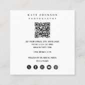 フォトグラファーQRコードソーシャルメディアのアイコン写真 スクエア名刺 (裏面)