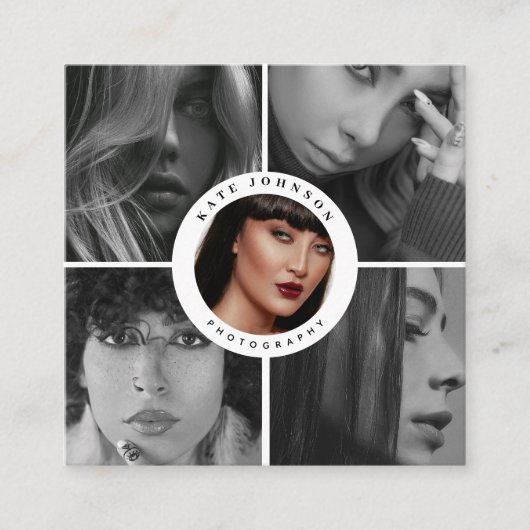 フォトグラファーQRコードソーシャルメディアのアイコン写真 スクエア名刺 (正面)