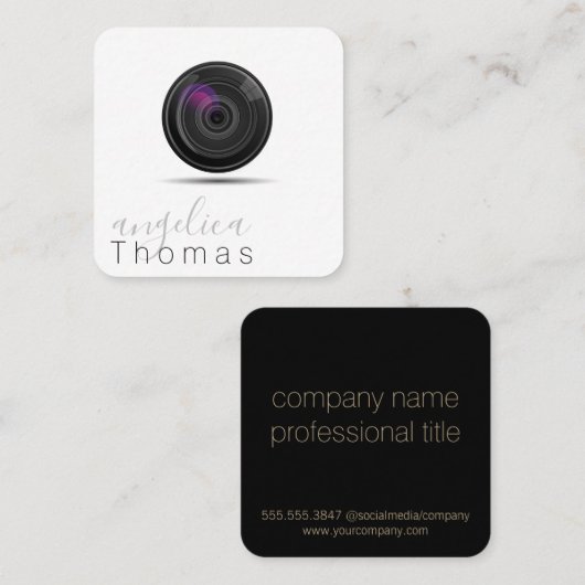 フォトグラフィー |アーティスト |デザイナー |カメラレンズ スクエア名刺 (正面/裏面)